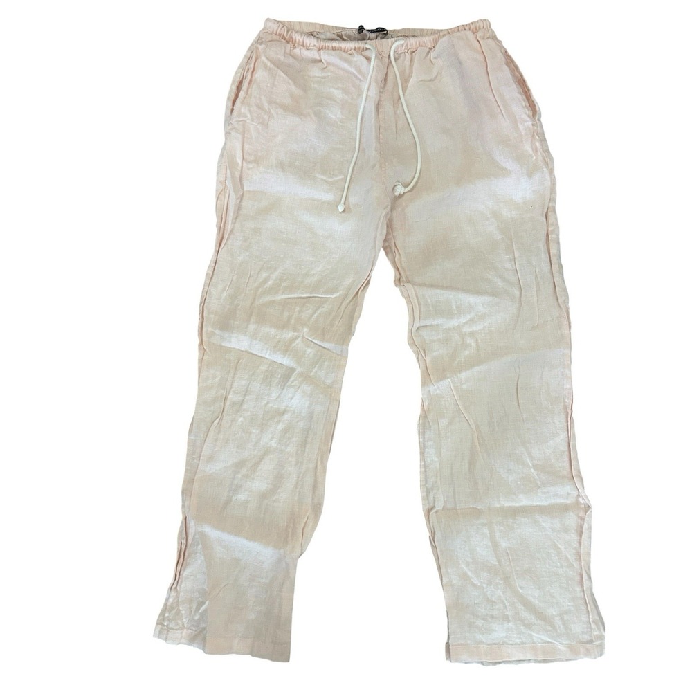 Brandy Melville 100% Llinen Drawstring Pants Light Pink One Size Pockets
